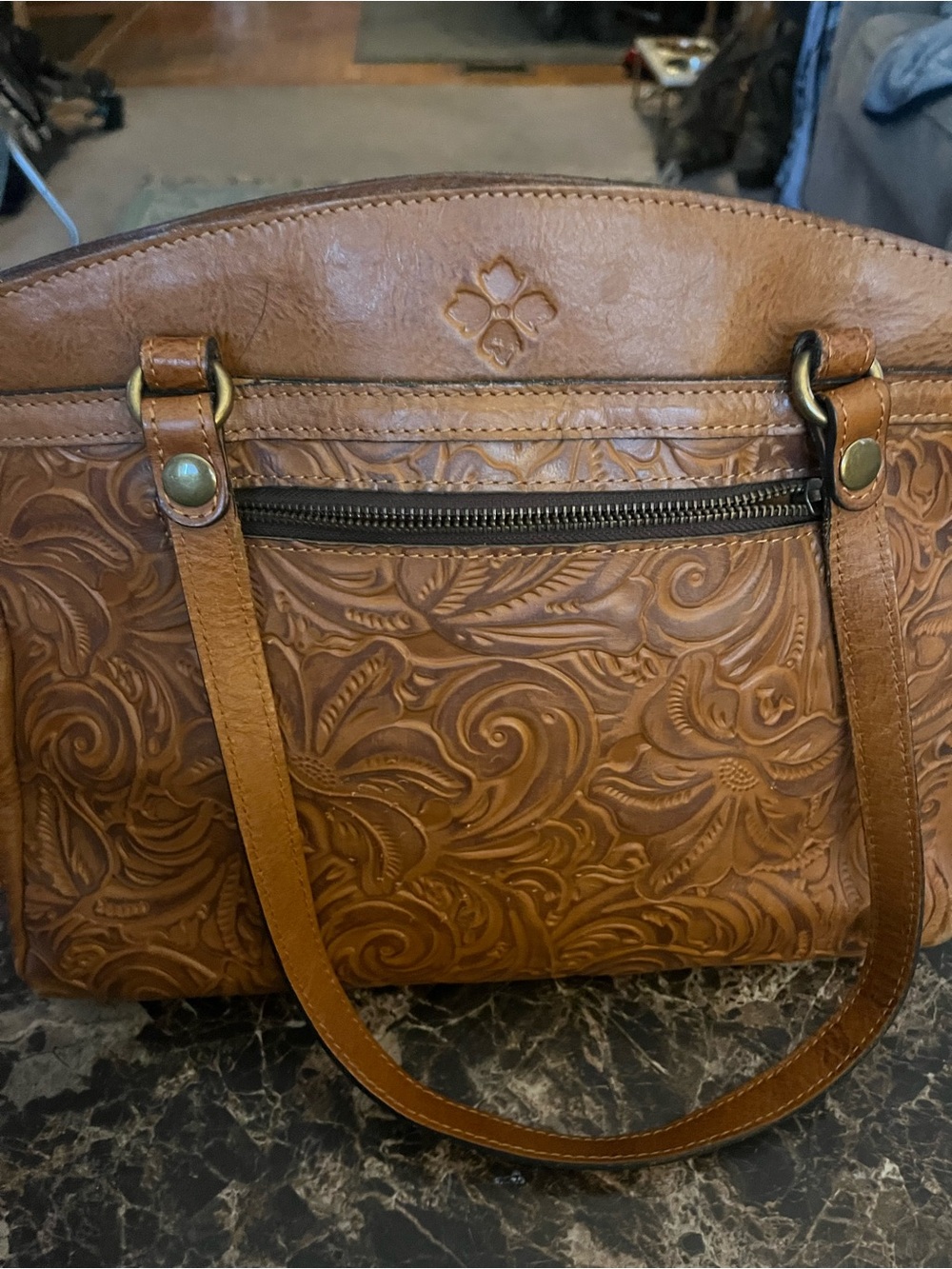 Patricia Nash Tooled Leather Shoulder Bag - Tan